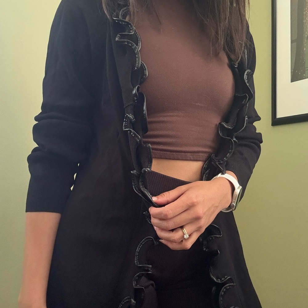 Black Ruffled Cardigan - Picture 2 of 3
